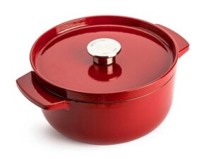KitchenAid Cast Iron Empire Red Non-Stick 22cm Casserole Dish with Lid